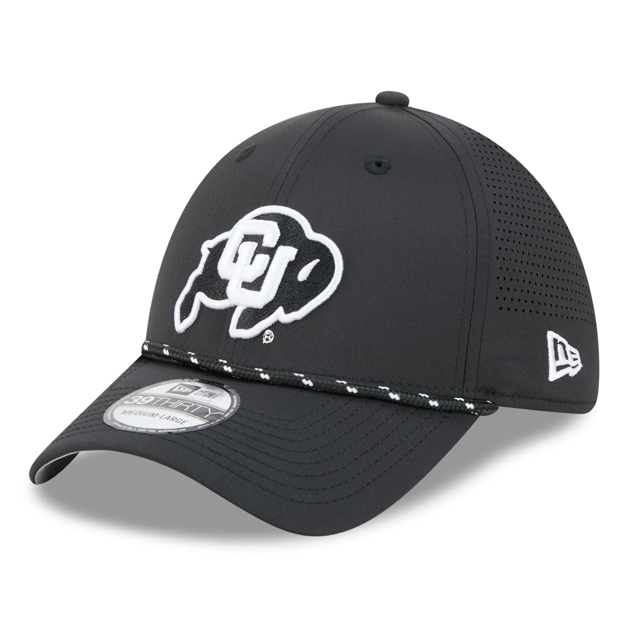 Casquette extensible New Era noire Colorado Buffaloes Performance Rope 39THIRTY pour homme