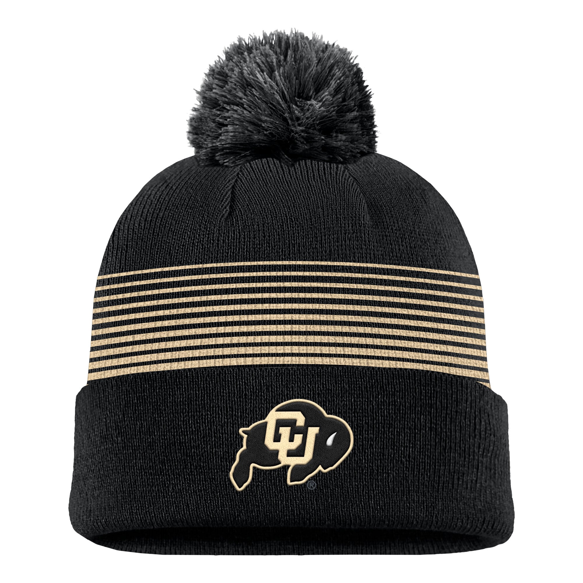 Men's Nike Black Colorado Buffaloes 2026 On-Field Peak Cuffed Knit Hat with Pom
