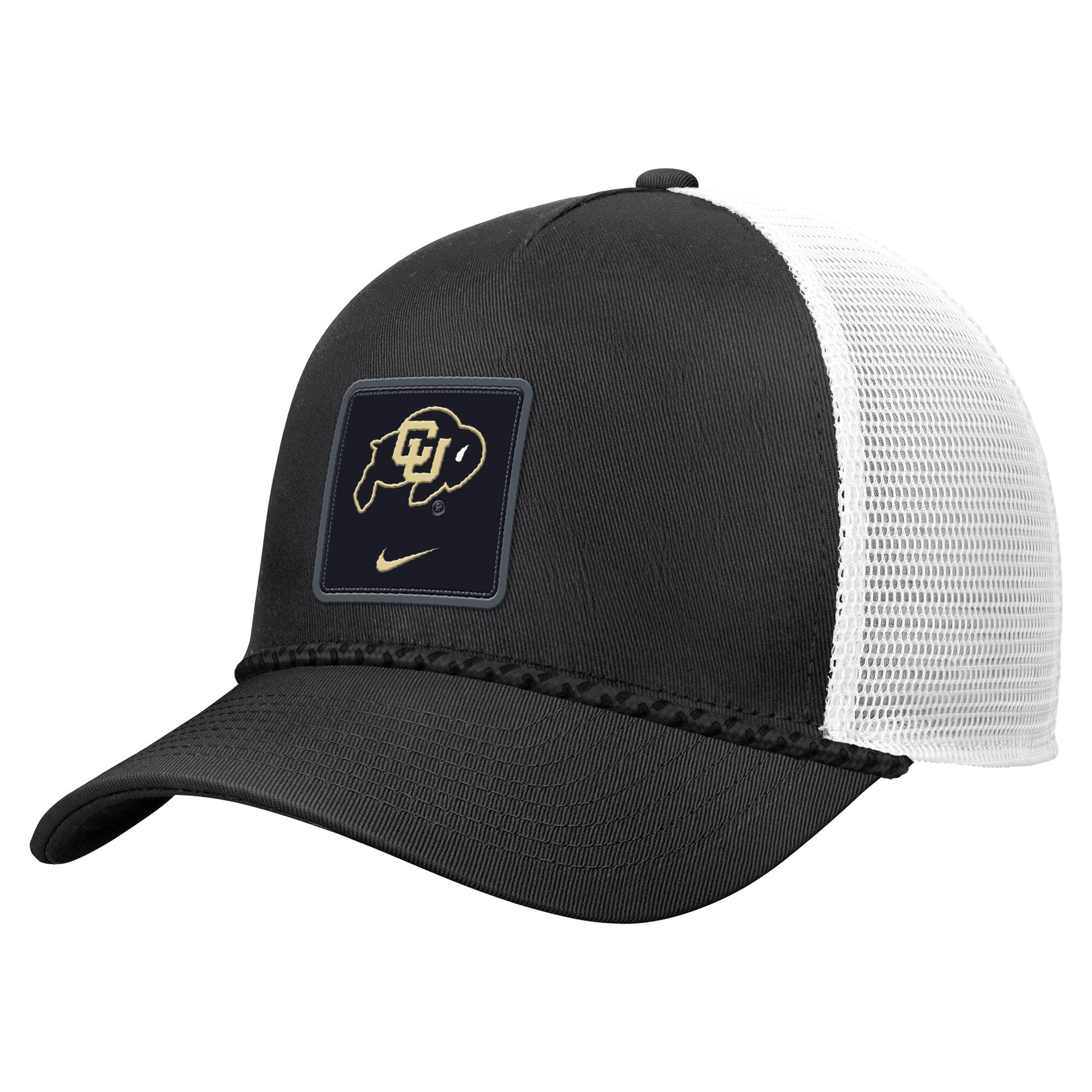 Casquette trucker Nike Colorado Buffaloes 2026 noire pour homme, modèle On-Field Rope, ajustable