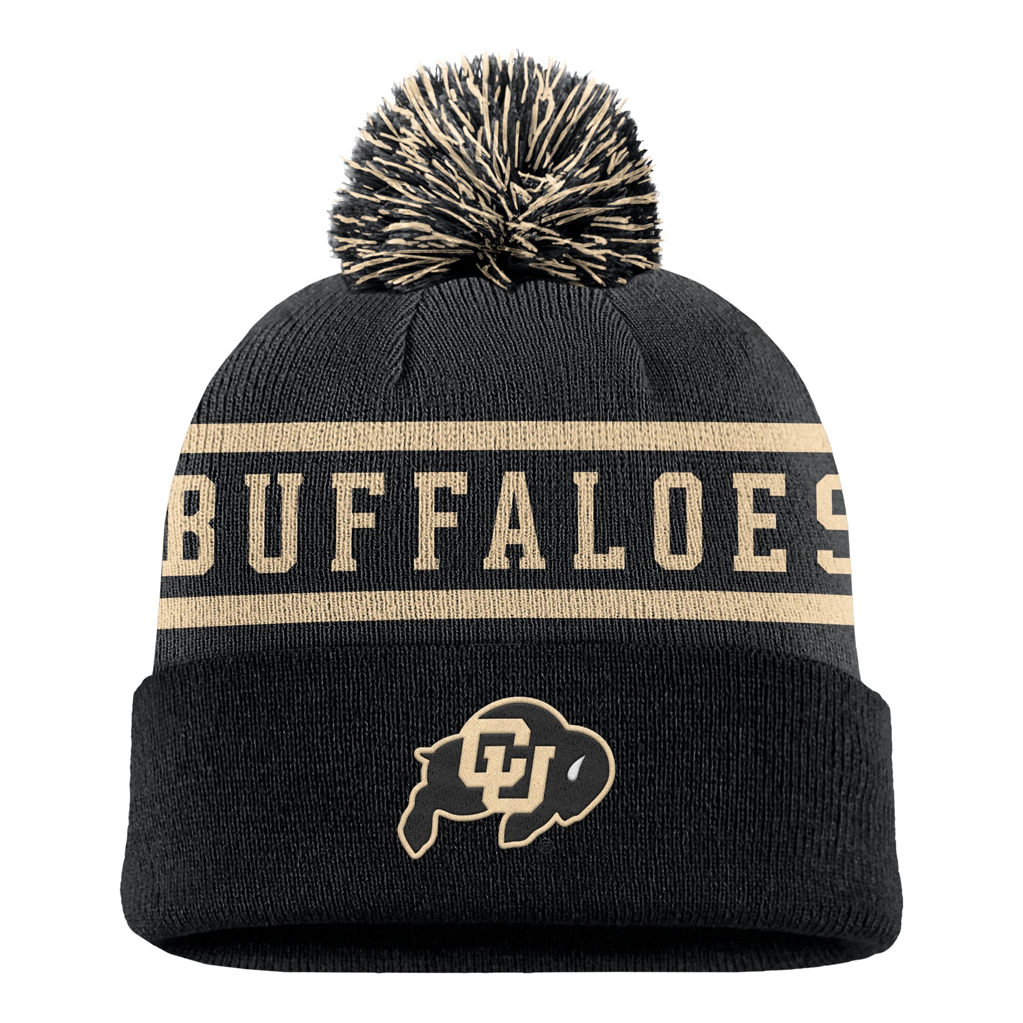 Bonnet à revers Nike Colorado Buffaloes Peak pour homme, noir, avec pompon