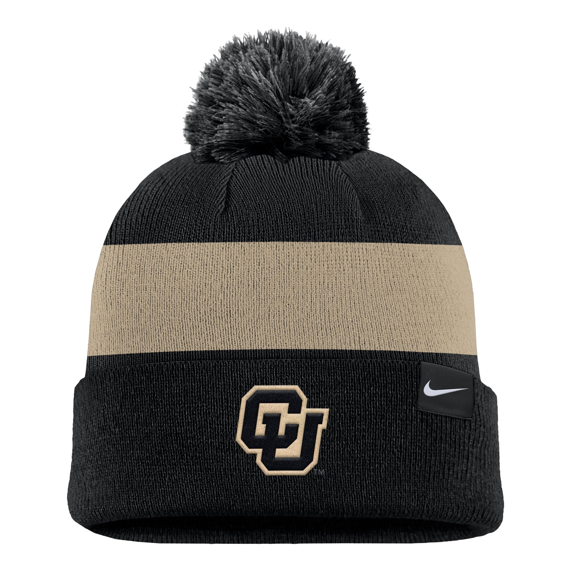 Bonnet à rayures et logo Nike Colorado Buffaloes Primetime noir pour homme avec pompon