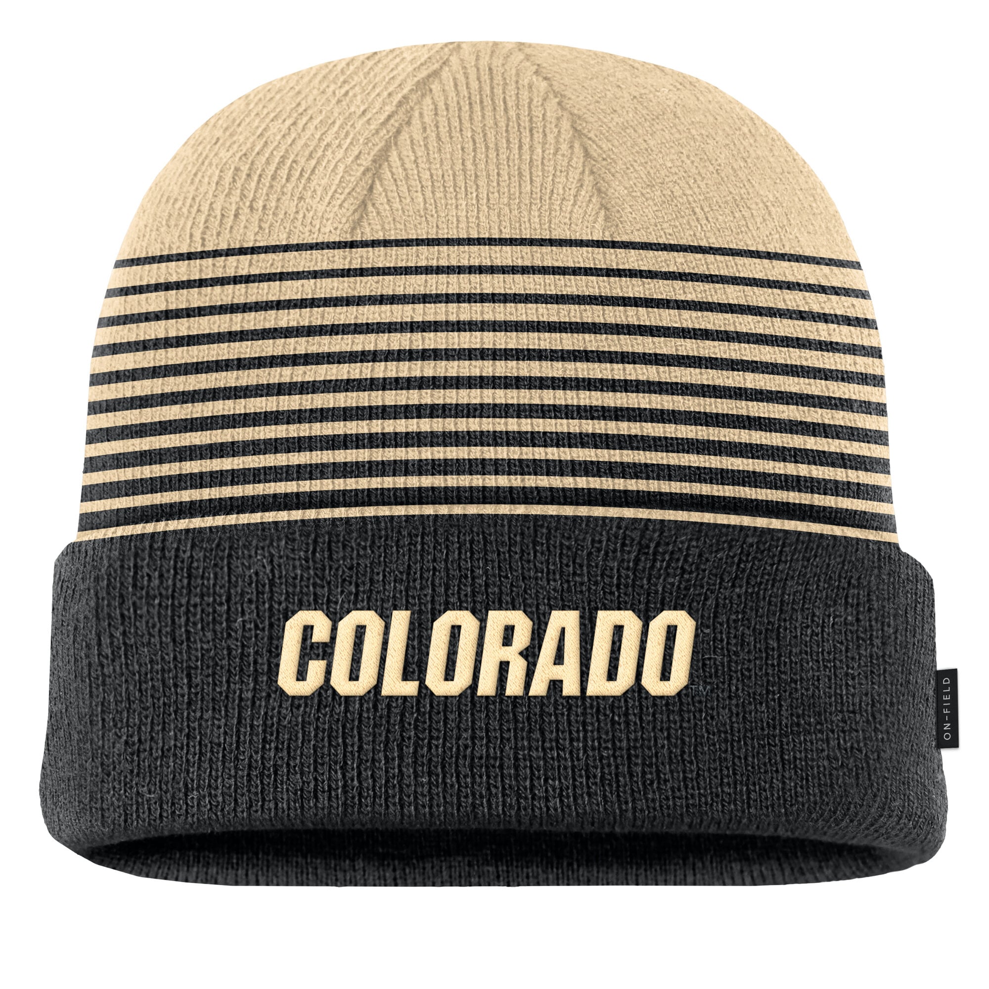 Men's Nike Black/Gold Colorado Buffaloes 2026 On-Field Gradient Terra Cuffed Knit Hat