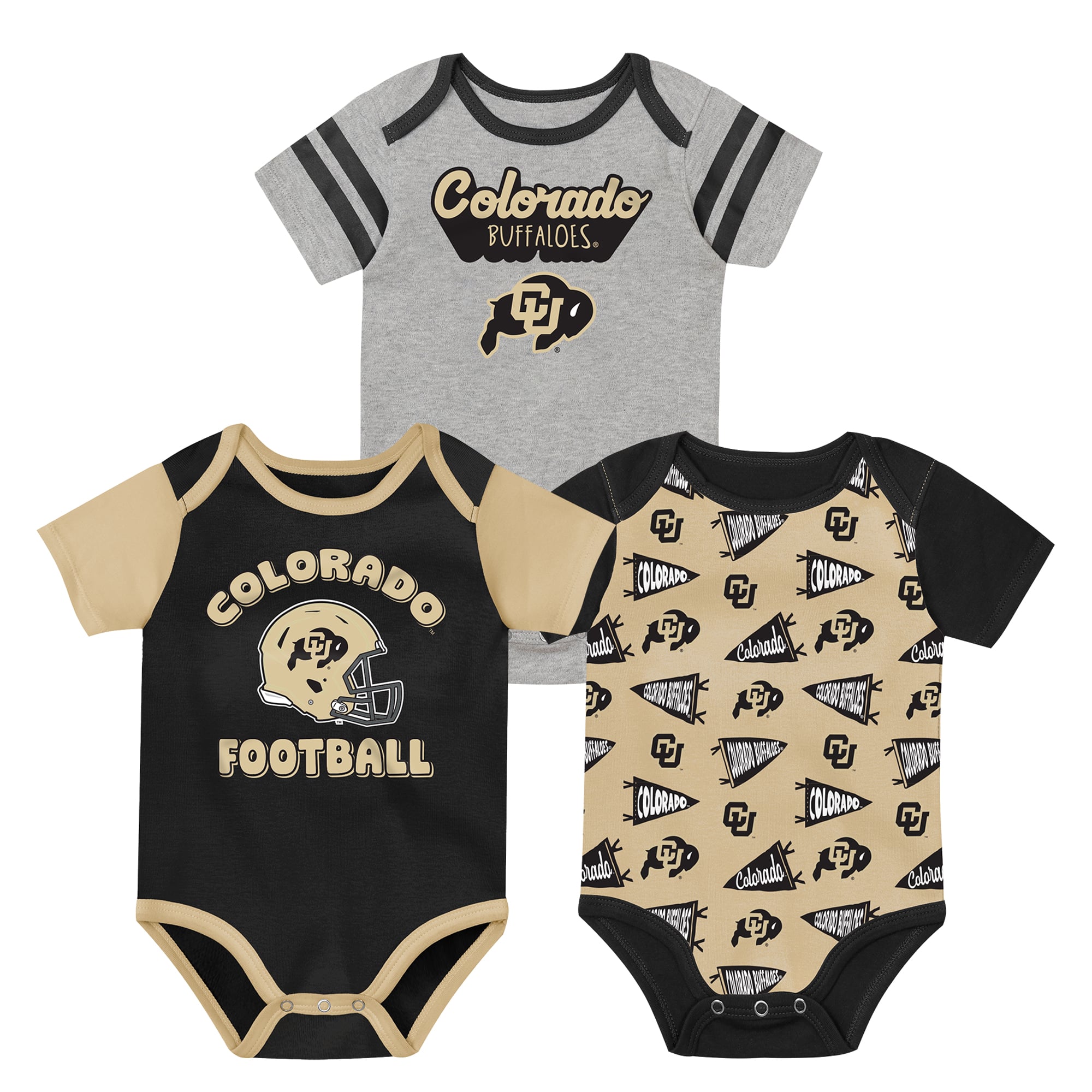 Ensemble body trois pièces Outerstuff noir pour nouveau-né, motif joueur vedette des Colorado Buffaloes