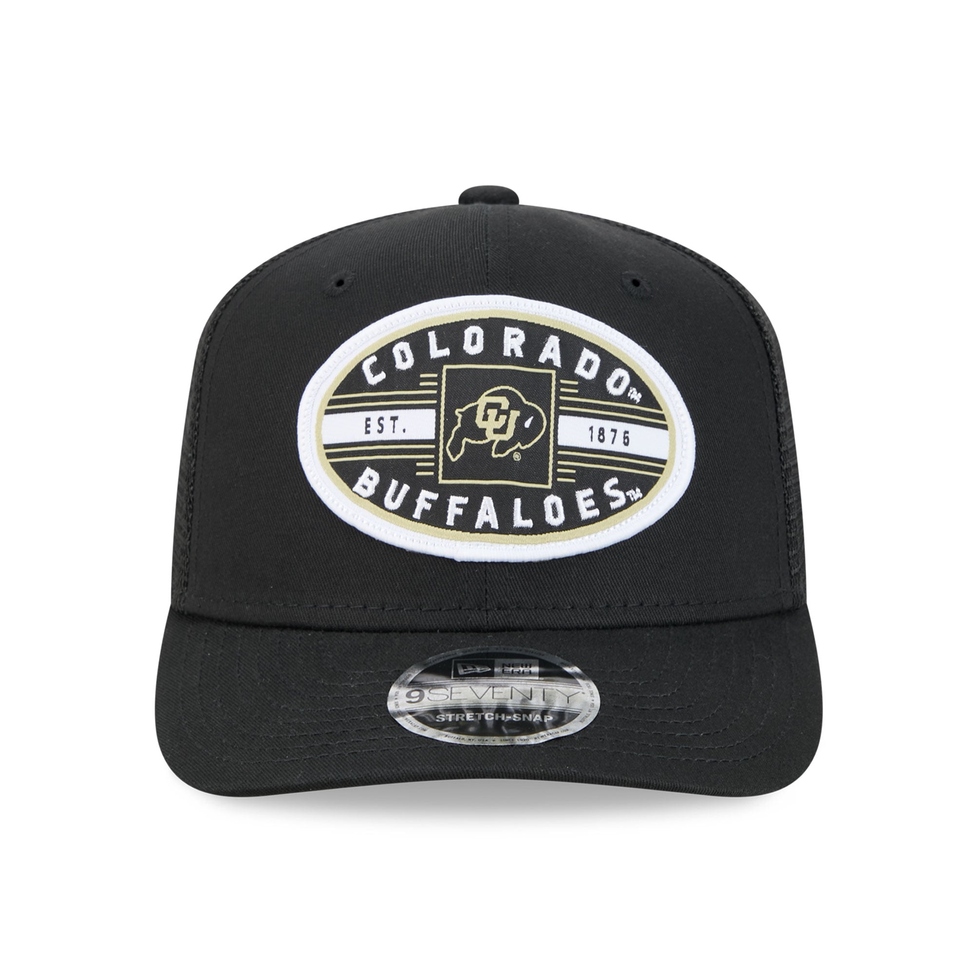 Casquette trucker unisexe New Era noire Colorado Buffaloes Inline Patch 9SEVENTY ajustable