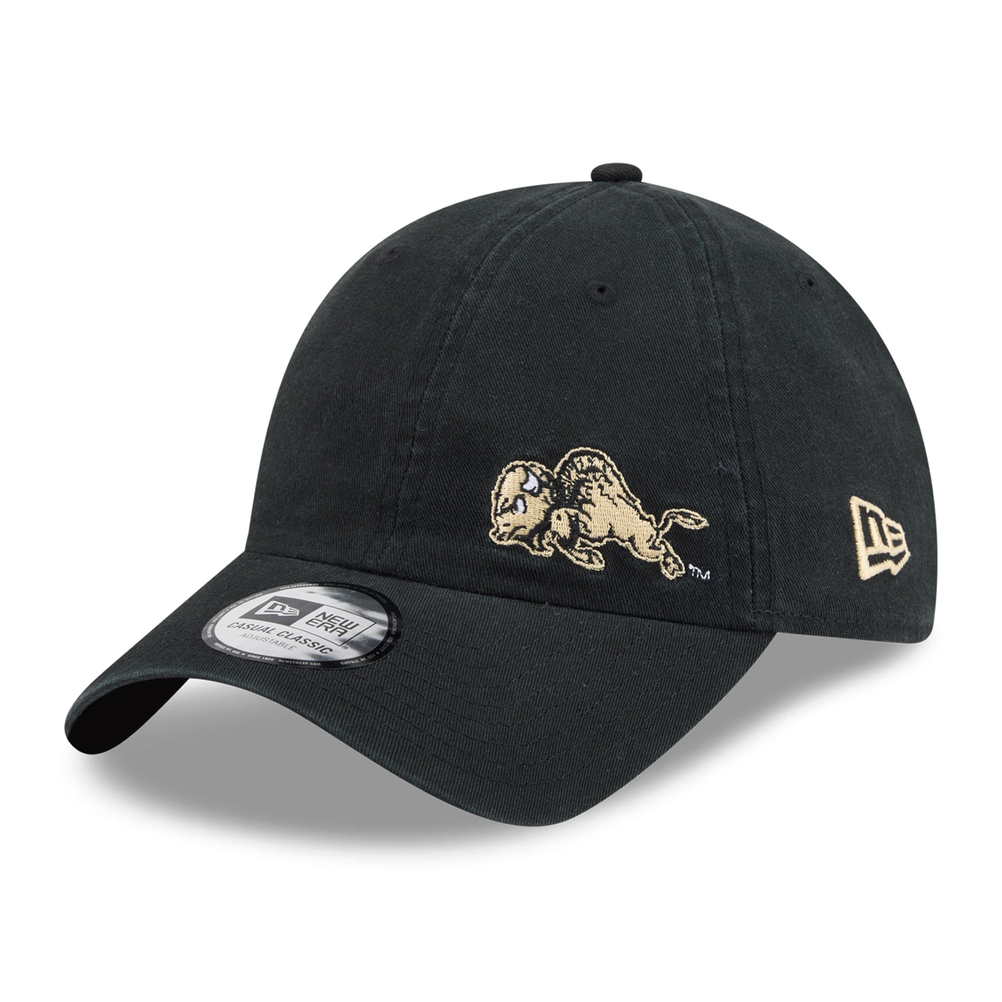Casquette unisexe New Era noire Colorado Buffaloes Offset, style classique décontracté et ajustable