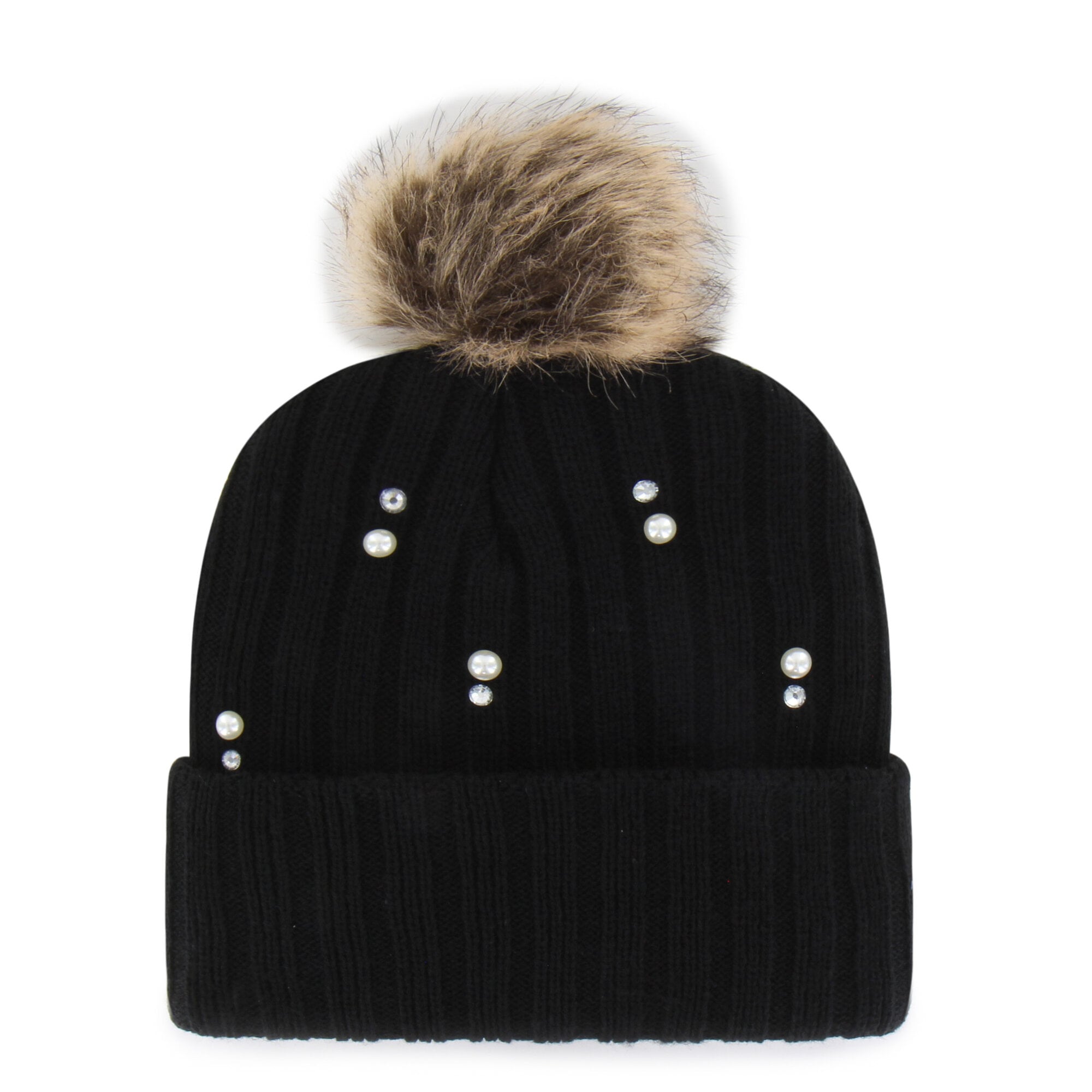 Bonnet en maille de fourrure nacrée « 47 Black Colorado Buffaloes » pour femme, avec pompon