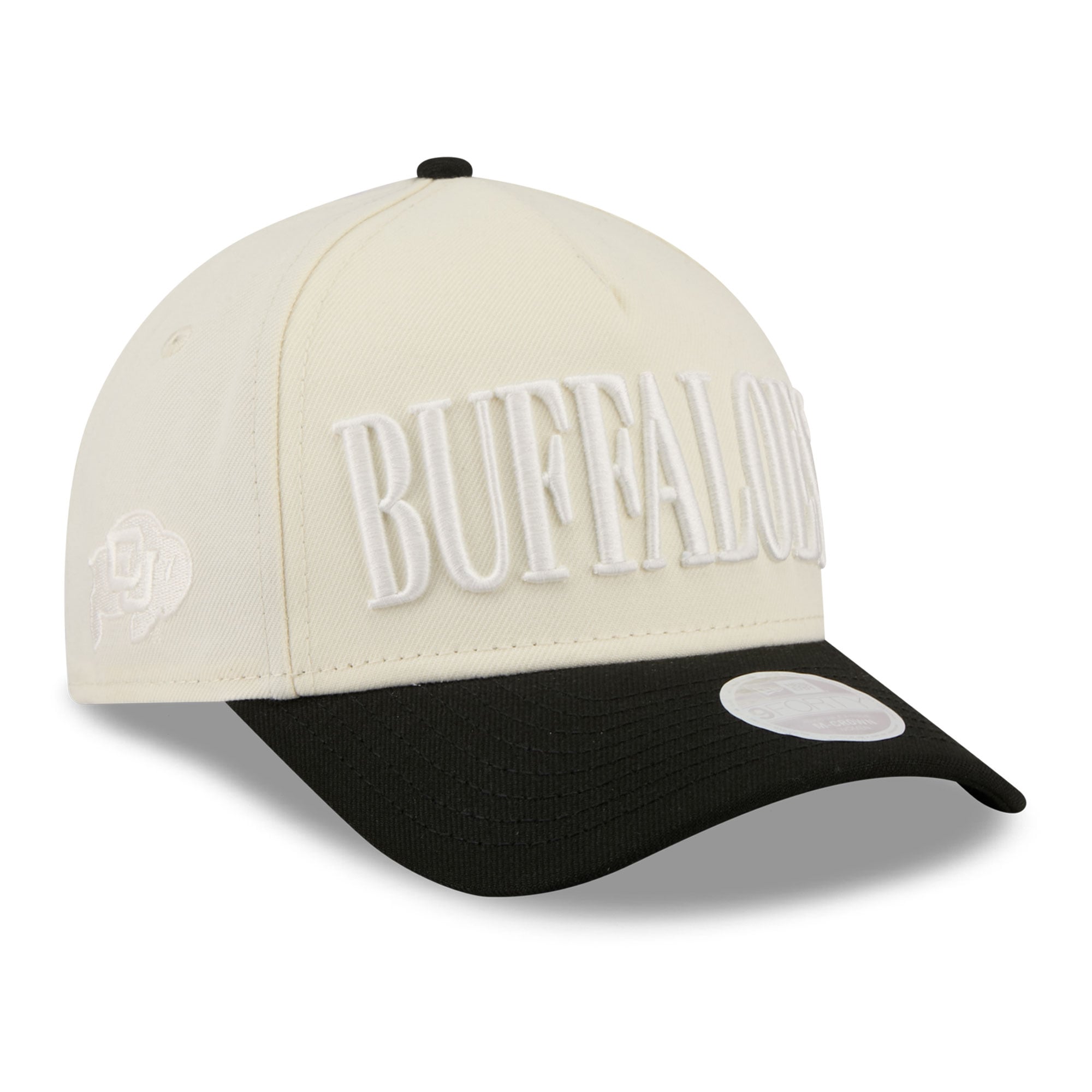 Casquette ajustable New Era 9FORTY A-Frame blanche et noire pour femme, Colorado Buffaloes.