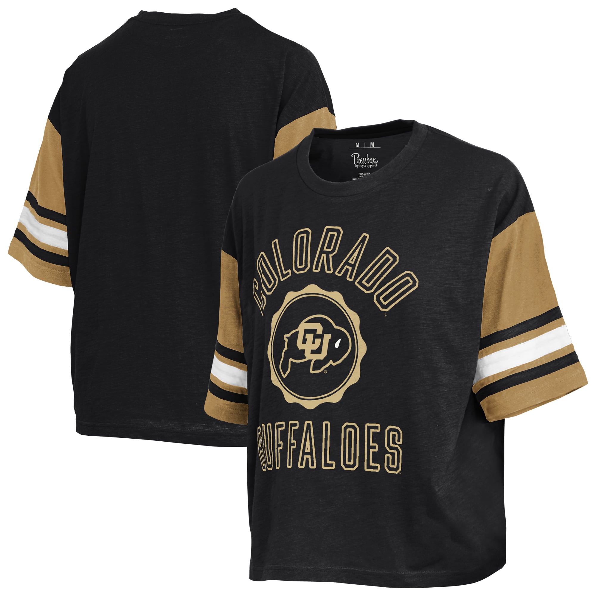 T-shirt Pressbox Black Colorado Buffaloes Sunday Colorblock Seal pour femmes