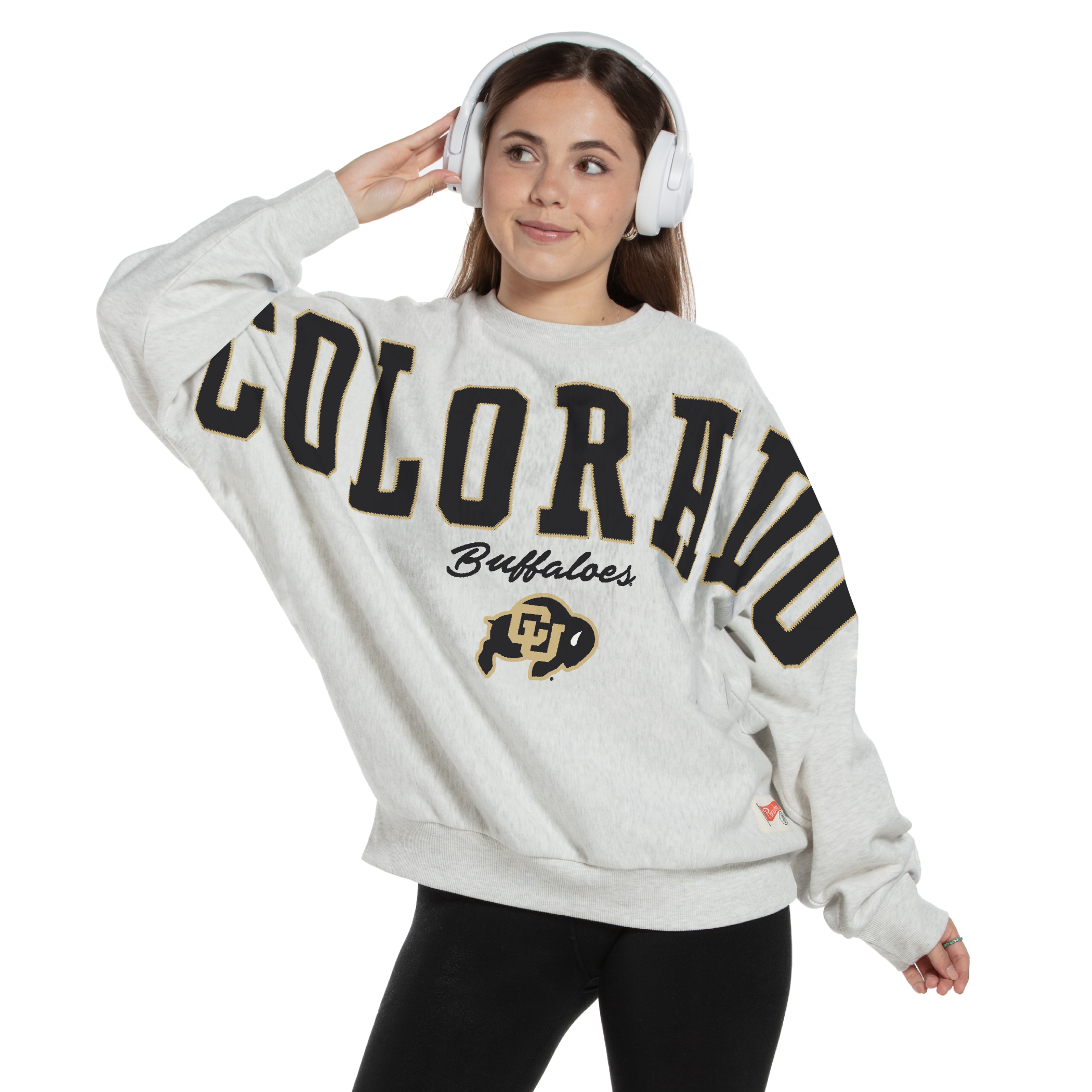 Sweat-shirt oversize en flanelle gris chiné pour femme, Colorado Buffaloes, de Pressbox