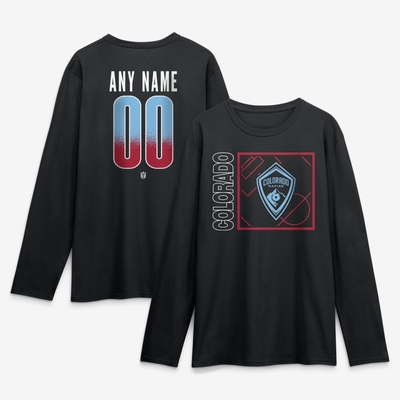 Colorado Rapids  Home Field Pop Personalized Name & Number Long Sleeve T-Shirt - Black