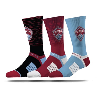 Colorado Rapids Strideline Premium 3-Pack Knit Crew Socks Set