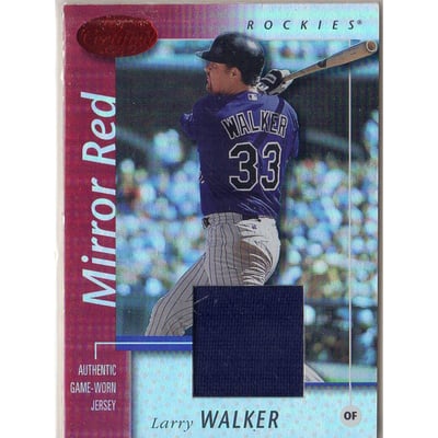 2002 Leaf Certified Mirror Red #11 Larry Walker Jsy