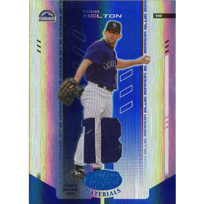 2004 Leaf Certified Materials Mirror Fabric Blue Position #181 Todd Helton Jsy