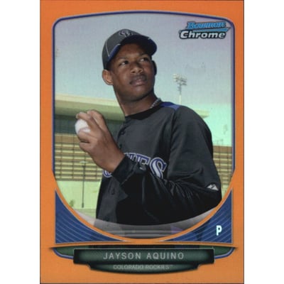 2013 Bowman Chrome Mini Orange Refractors #68 Jayson Aquino