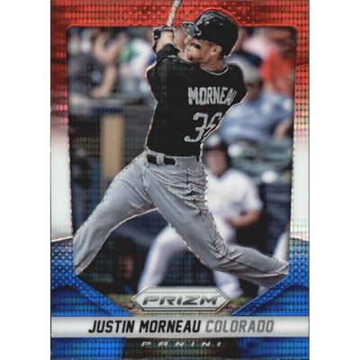 2014 Panini Prizm Prizms Red White and Blue Pulsar #55 Justin Morneau