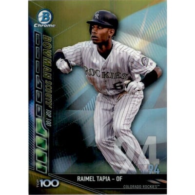 2017 Bowman Chrome Scouts Top 100 Gold Refractors #BTP94 Raimel Tapia