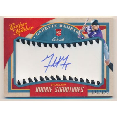 2019 Panini Leather and Lumber Rookie Baseball Signatures Black #138 Garrett Hampson/125
