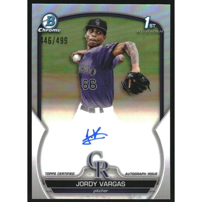 2023 Bowman Chrome Prospect Autographs Refractors #CPAJVG Jordy Vargas