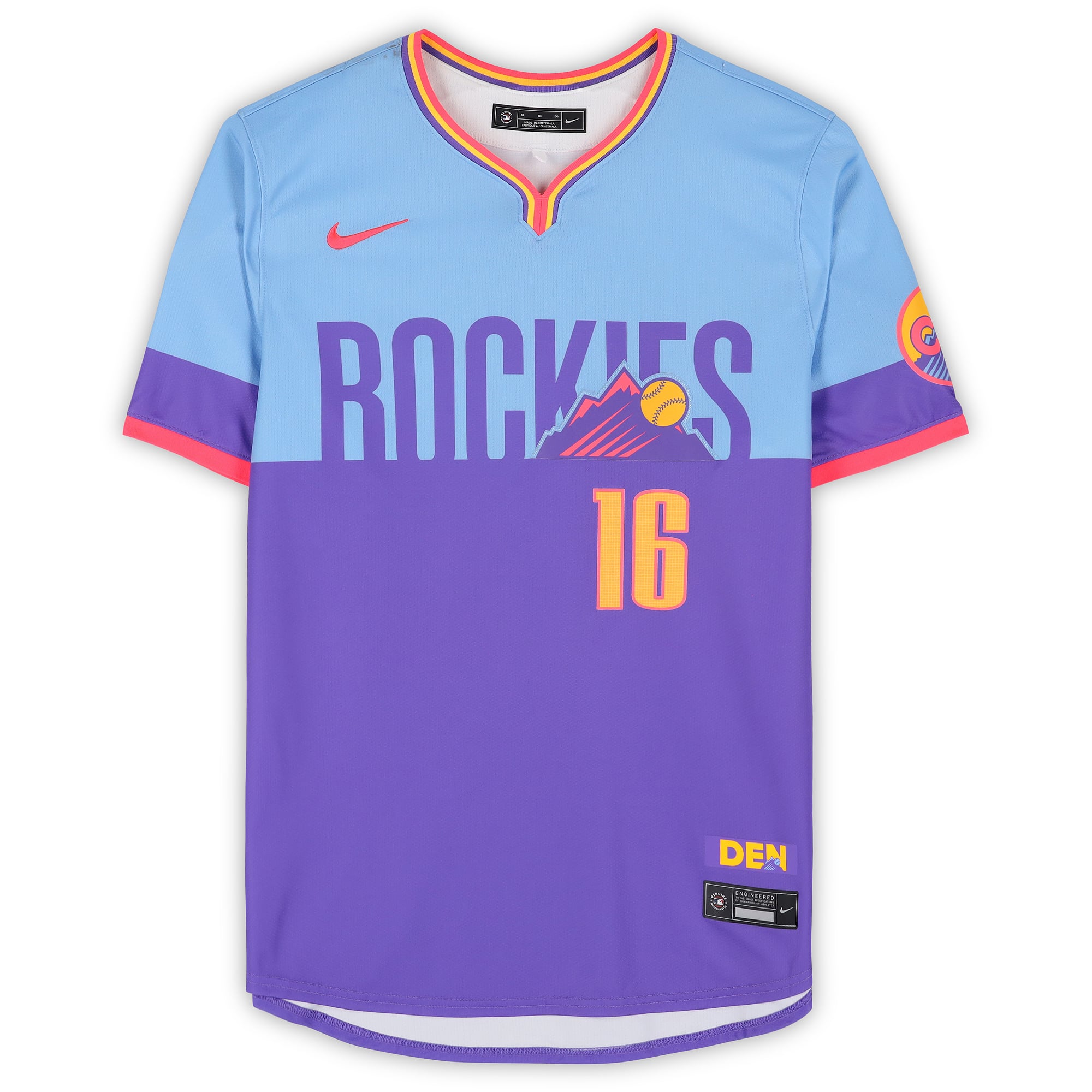 Maillot Nike City Connect autographié de Cole Carrigg, Colorado Rockies