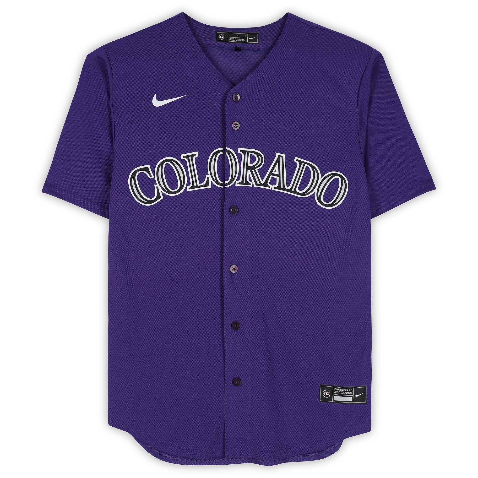 Maillot réplique Nike violet autographié de Cole Carrigg, Colorado Rockies