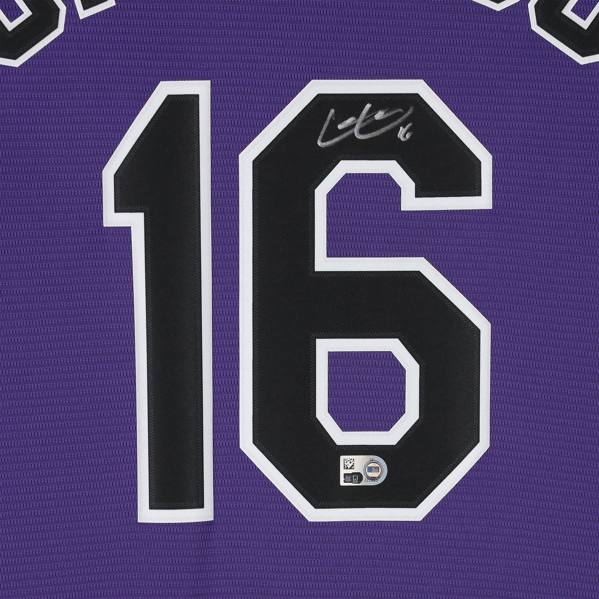 Maillot réplique Nike violet autographié de Cole Carrigg, Colorado Rockies