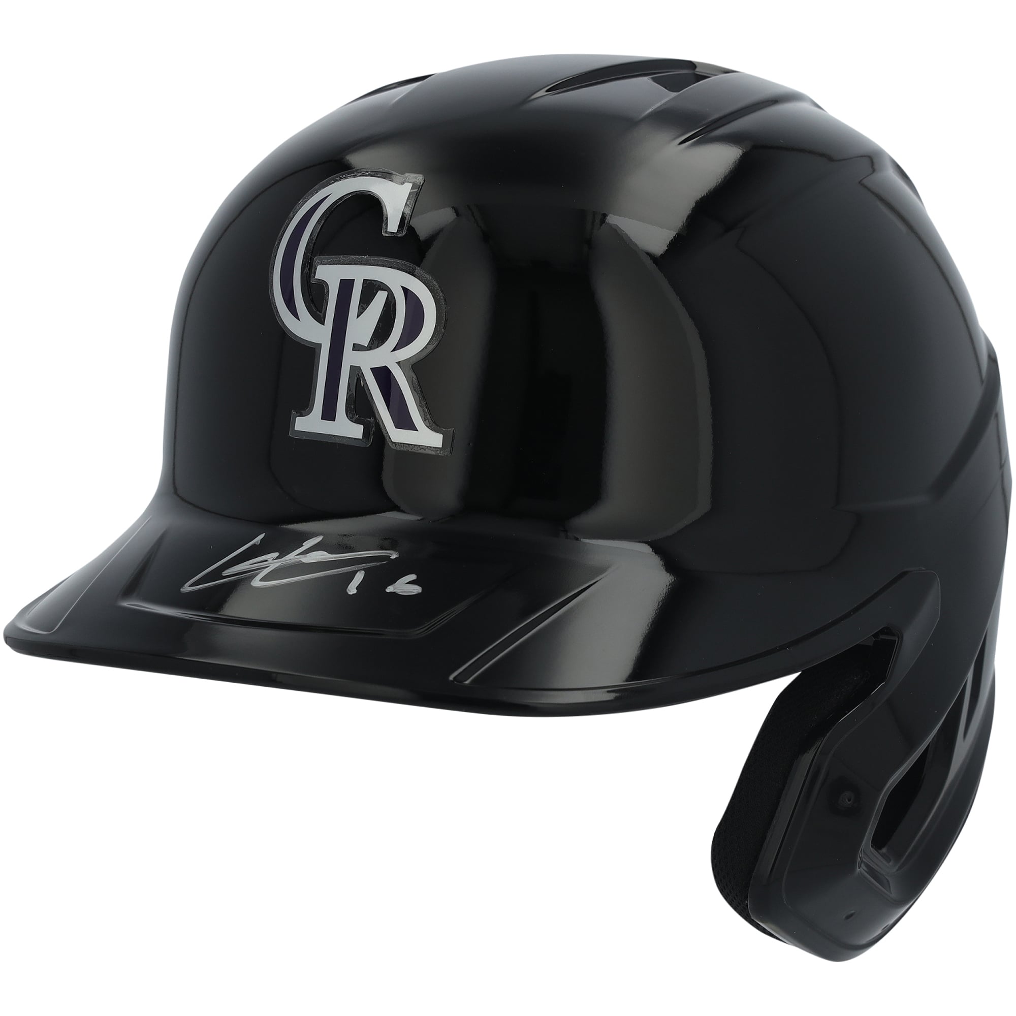 Casque de frappeur réplique Rawlings Mach Pro autographié par Cole Carrigg des Colorado Rockies