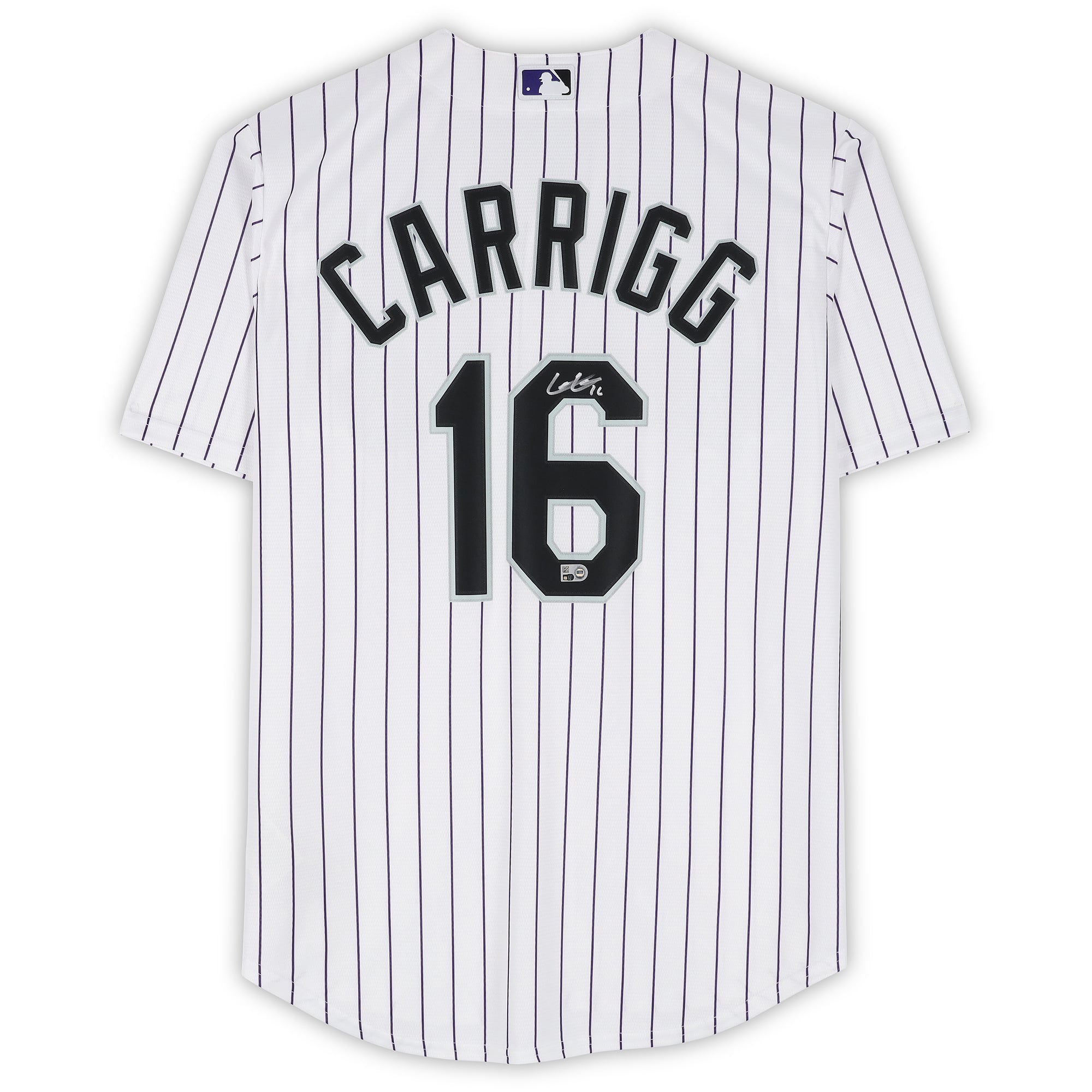 Maillot réplique blanc Nike autographié de Cole Carrigg, Colorado Rockies