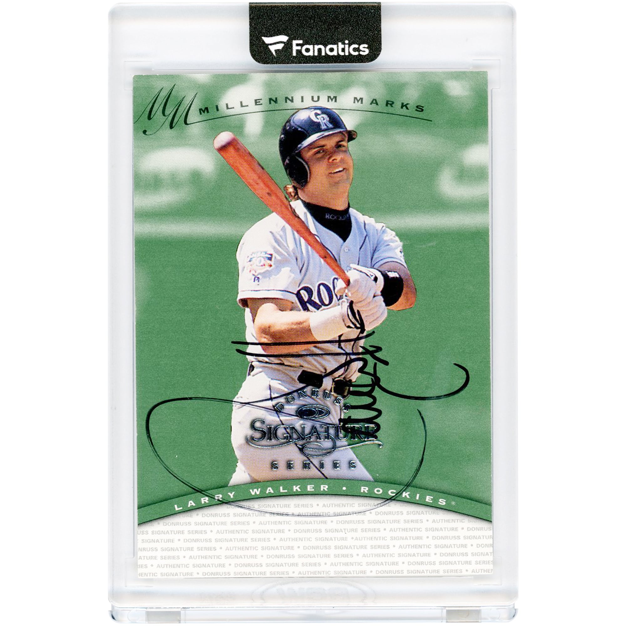 Carte autographiée de Larry Walker (Colorado Rockies) de la série Donruss Signature Series Millennium Marks de 1997, numéro NNO et n° 323