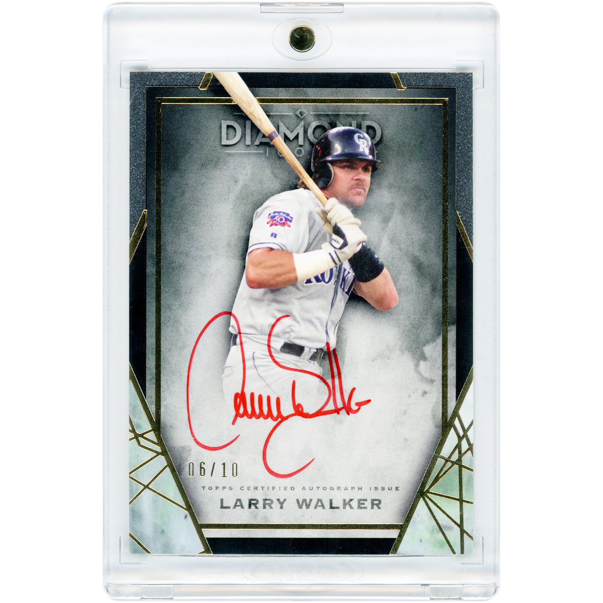 Larry Walker Colorado Rockies Autographed 2022 Topps Diamond Icons Red Ink #RI-LW #6/10 Card