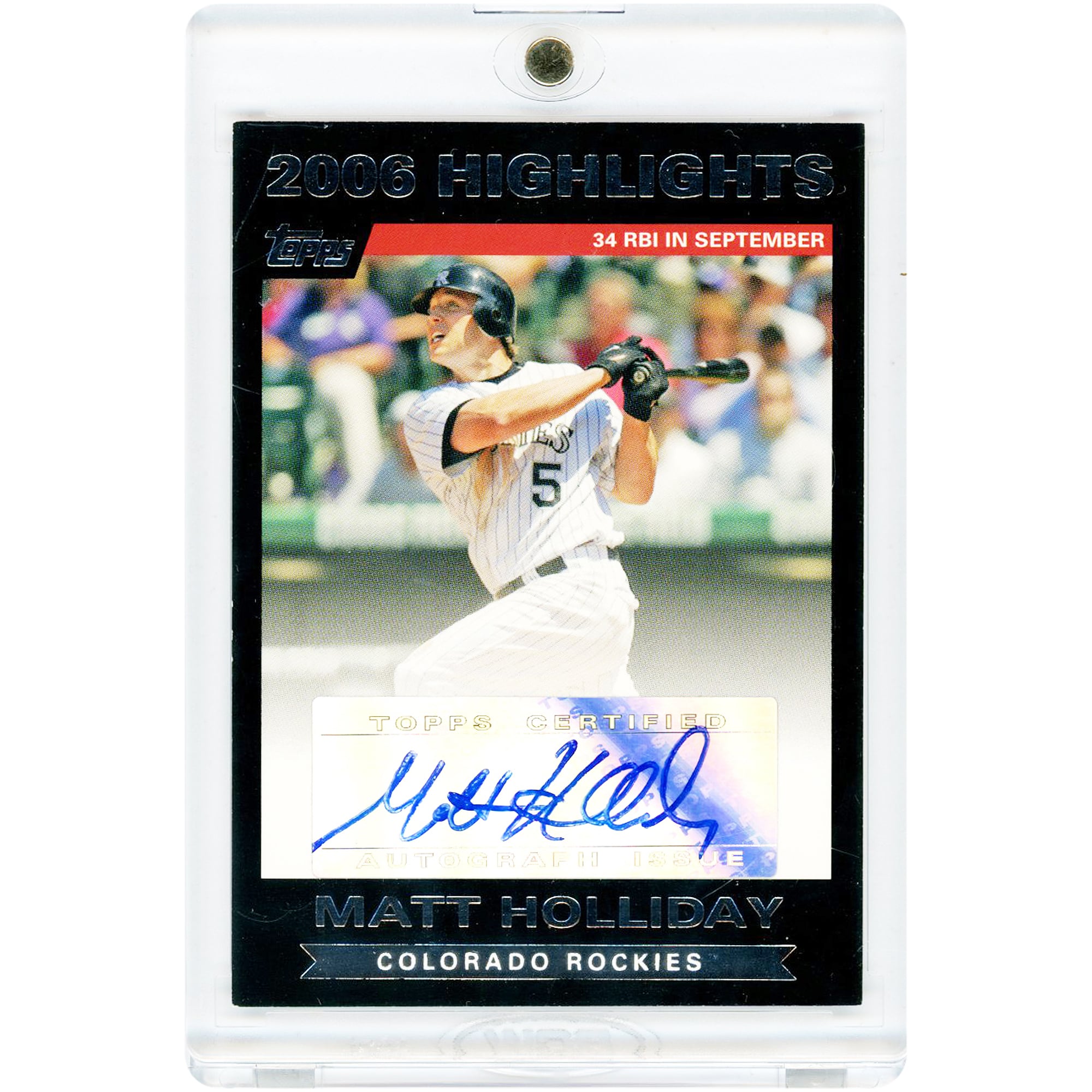 Carte Topps Season Highlights 2007 autographiée de Matt Holliday (Colorado Rockies) #HA-MH