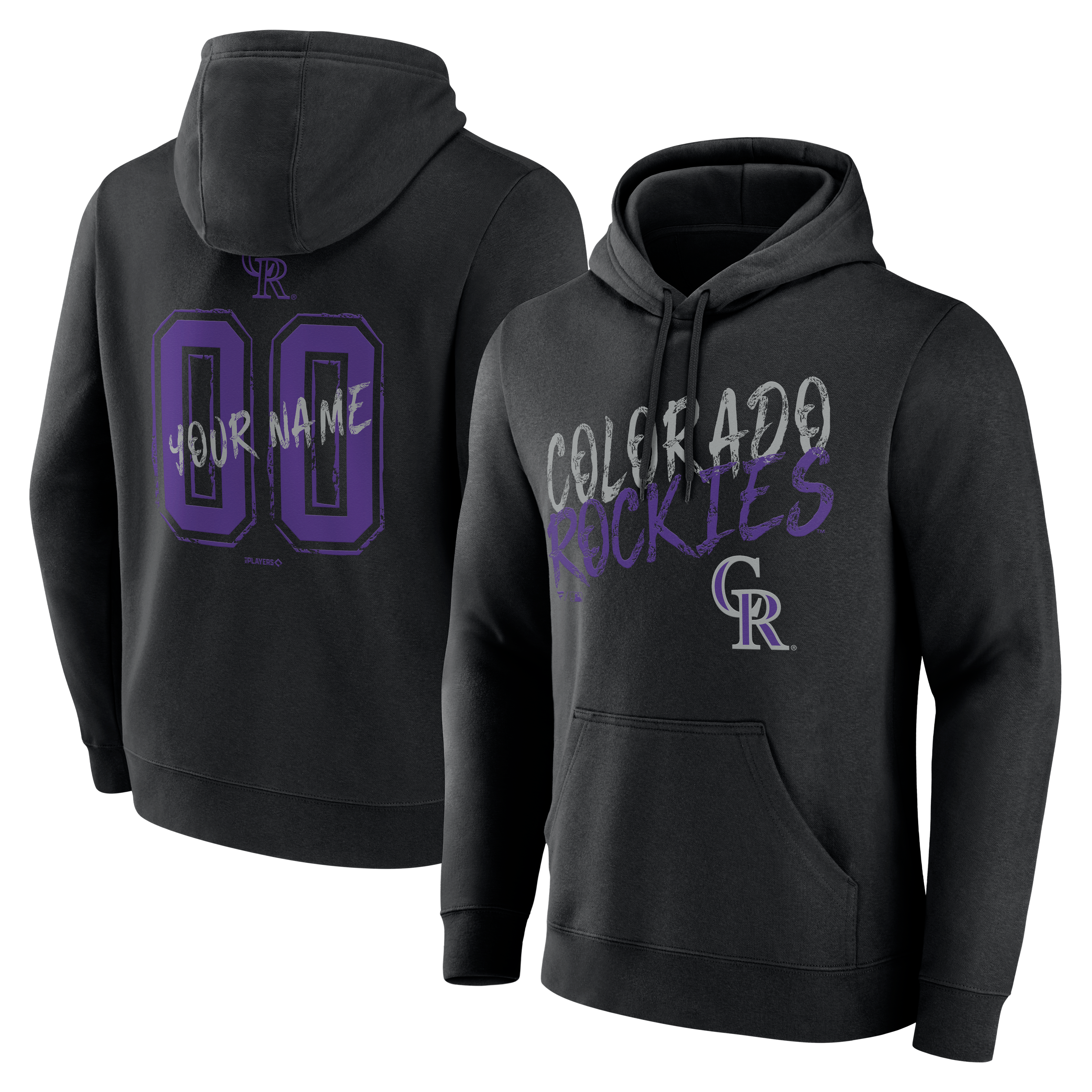 Sweat à capuche noir pour homme Colorado Rockies Hustle personnalisé avec nom et numéro