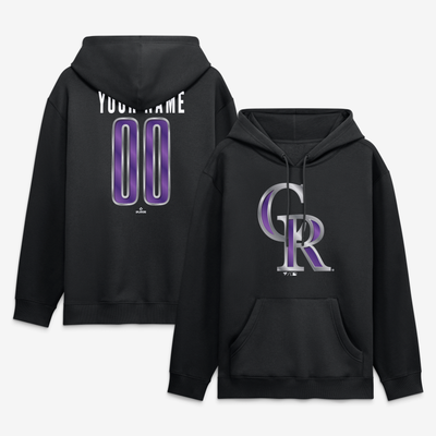 Colorado Rockies  Metallic Mascot Personalized Name & Number Hoodie - Black