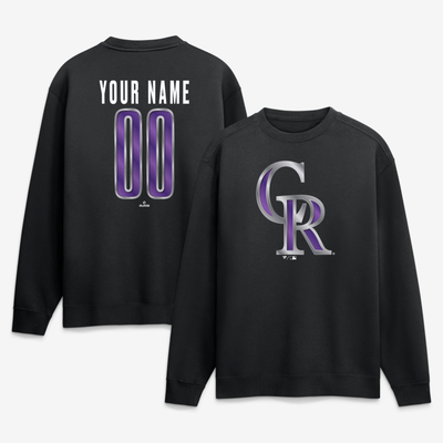 Colorado Rockies  Metallic Mascot Personalized Name & Number Sweatshirt - Black