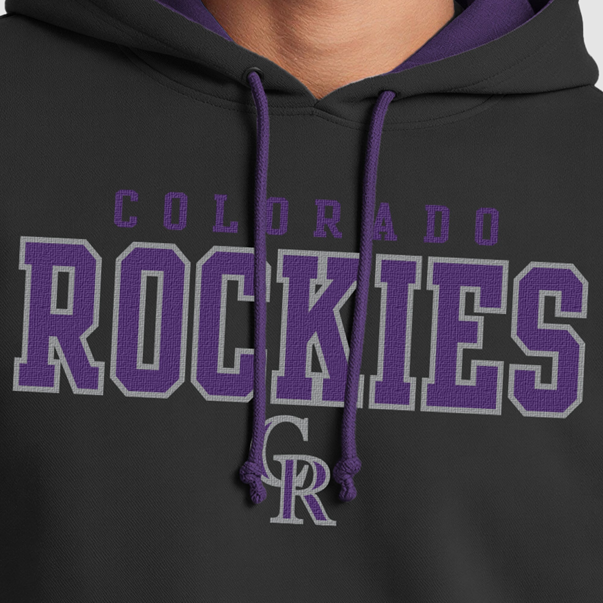 Men's Champion Black Colorado Rockies Fleece Hoodie