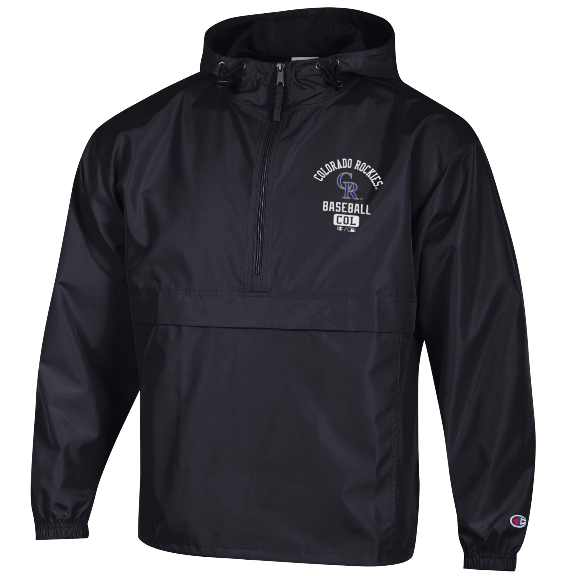 Veste coupe-vent pliable à demi-zip Champion Black Colorado Rockies pour homme