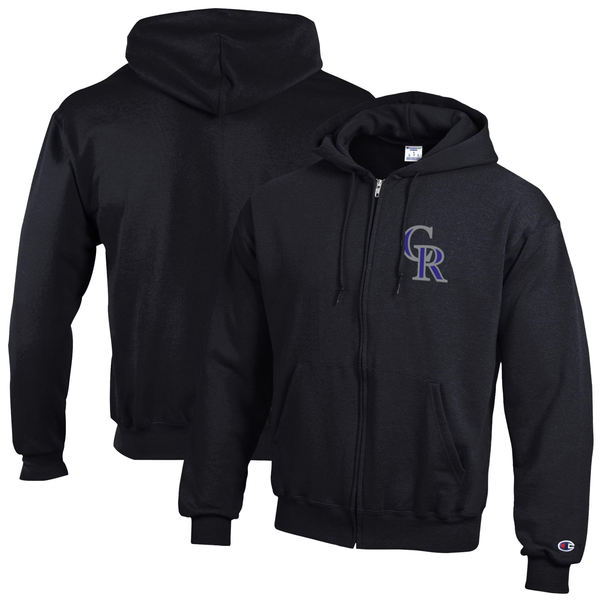 Sweat à capuche zippé Champion noir Colorado Rockies Powerblend pour homme
