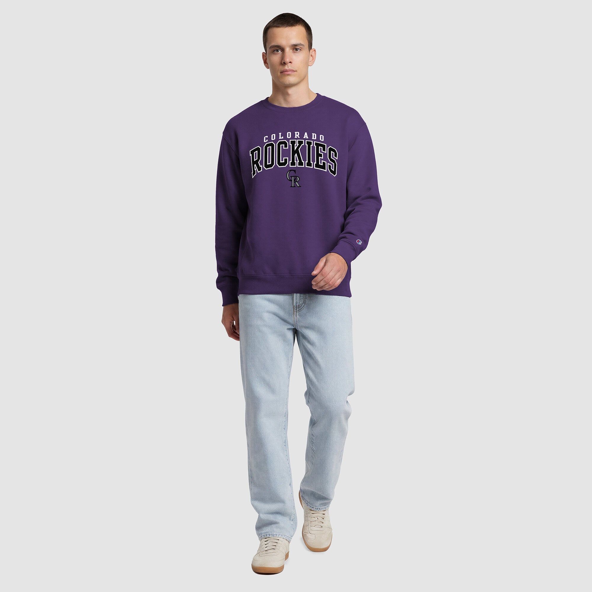 Men's Champion  Purple Colorado Rockies Fleece Crew Sweatshirt