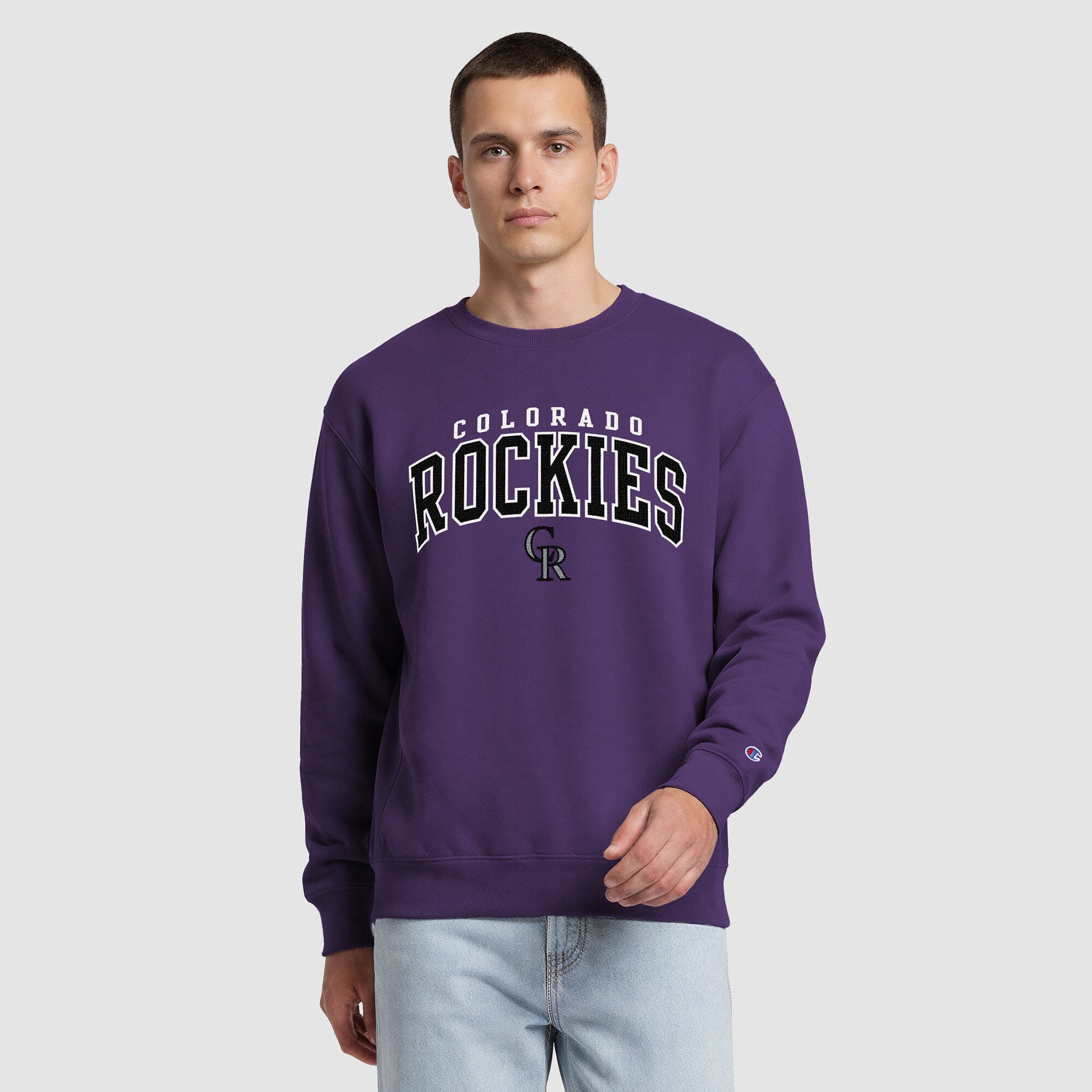 Men's Champion  Purple Colorado Rockies Fleece Crew Sweatshirt