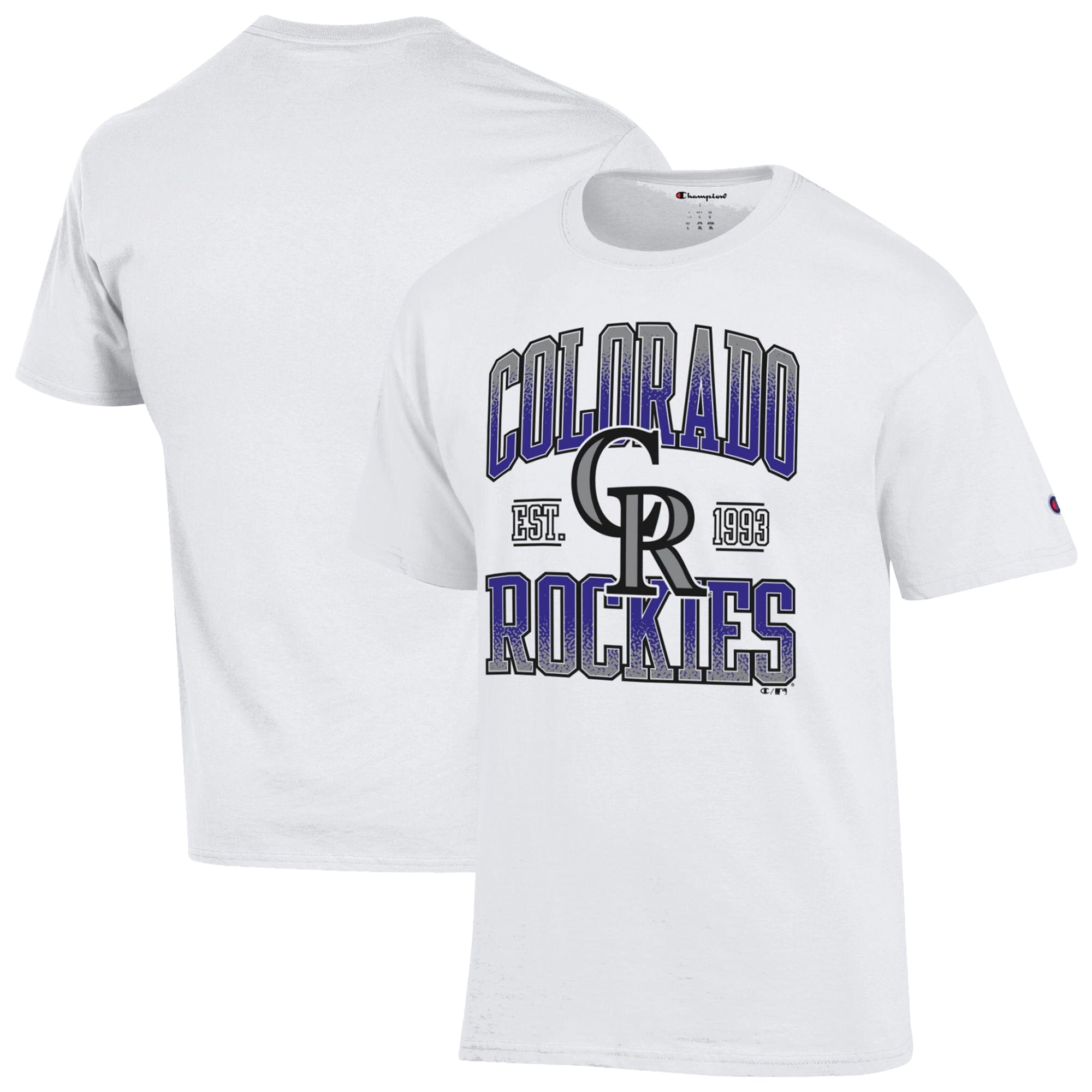 Men's Champion White Colorado Rockies Team Name T-Shirt