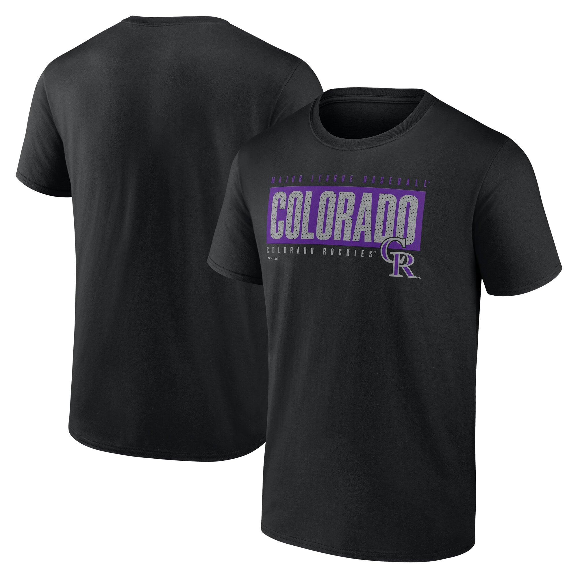 T-shirt noir pour homme Fanatics Colorado Rockies Blocked Out