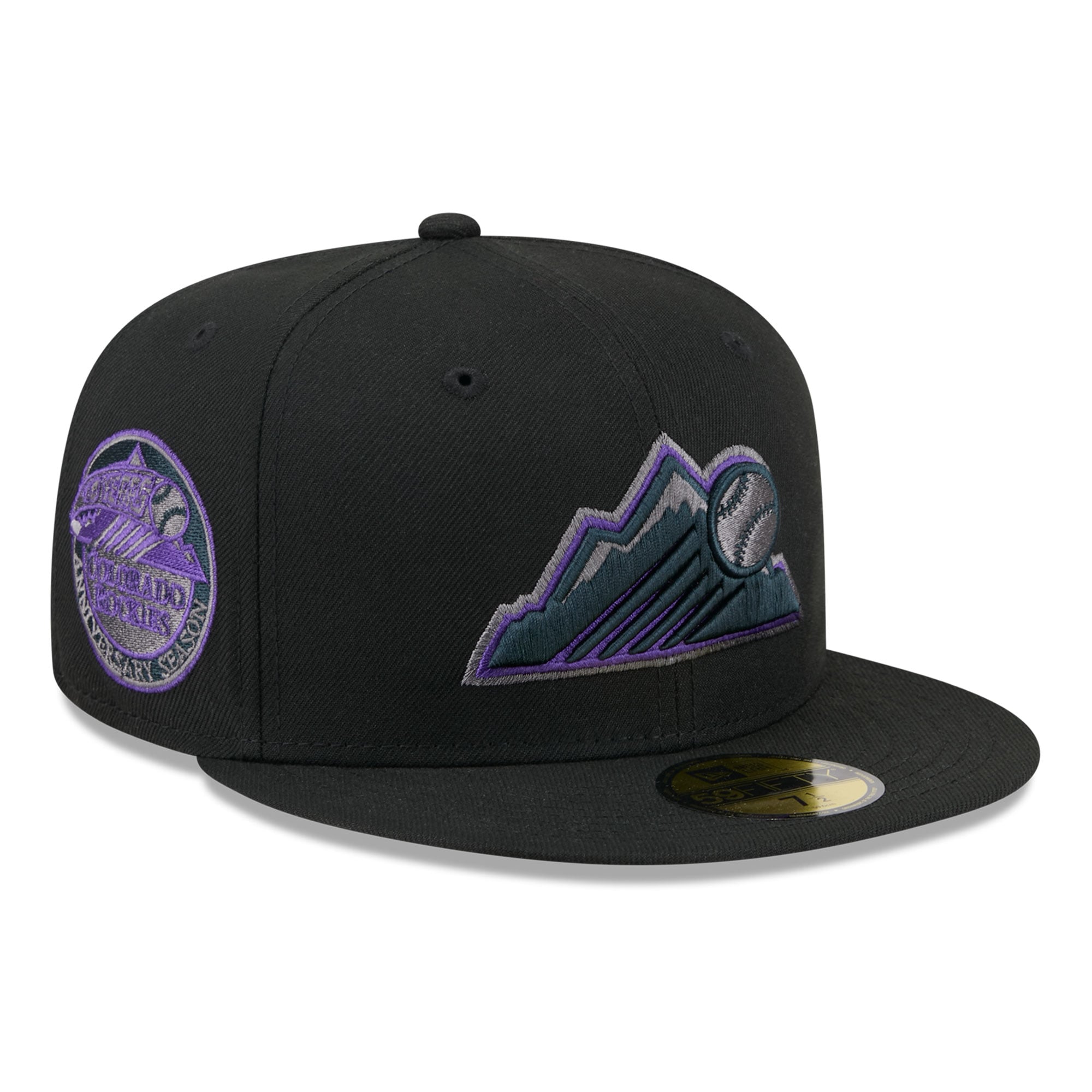 Casquette ajustée New Era 59FIFTY pour homme, coloris Colorado Rockies, noire.