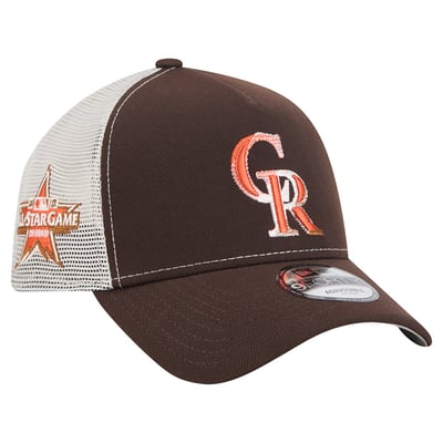 Colorado Rockies New Era Pumpkin Spice A-Frame 9FORTY Adjustable Trucker Hat - Brown