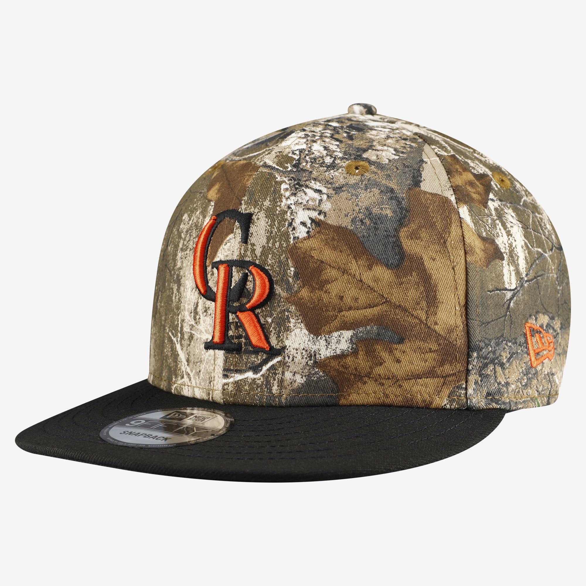 Casquette snapback New Era Camo Colorado Rockies Realtree Orange Pop 9FIFTY pour homme