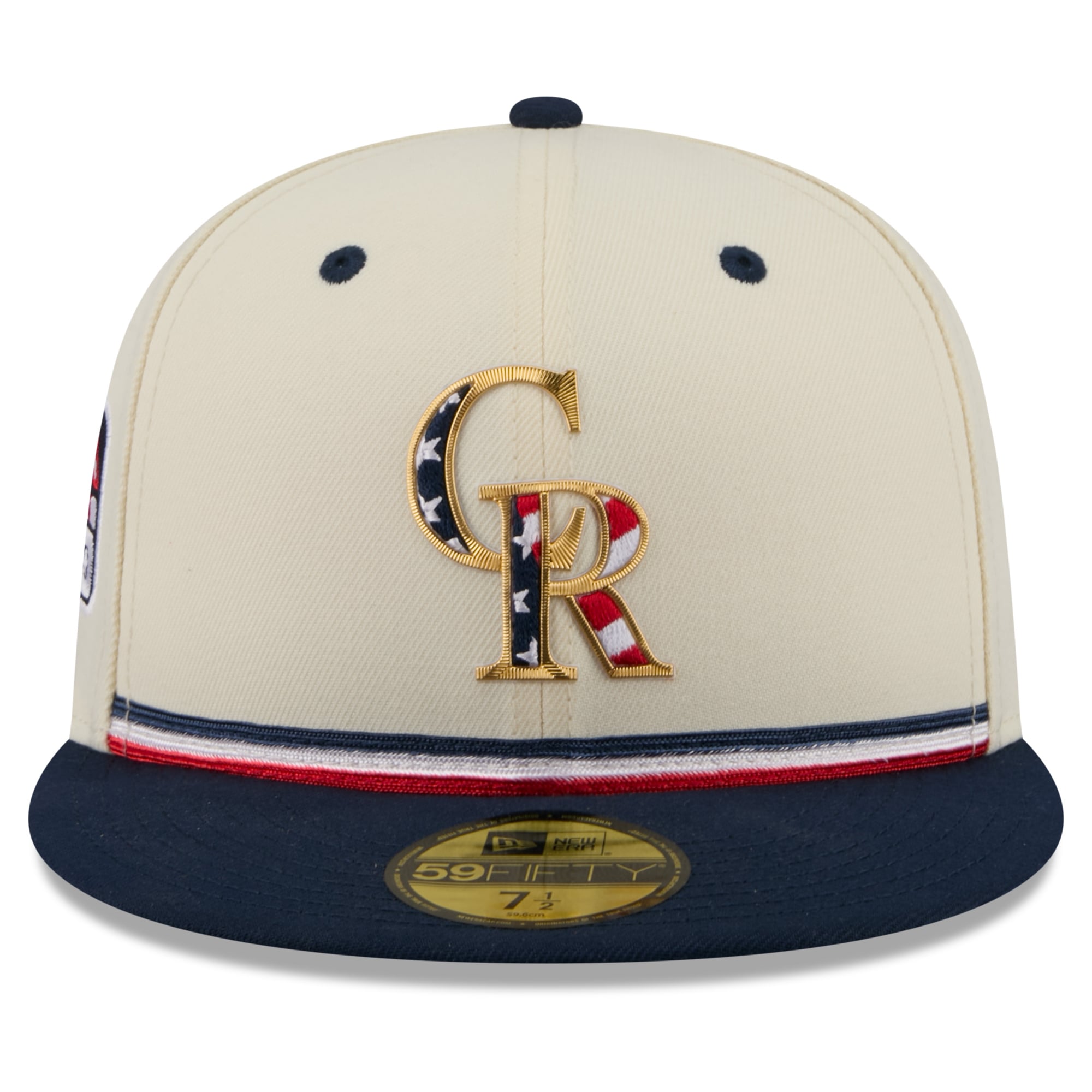 Casquette ajustée New Era 59FIFTY crème/marine pour homme, Colorado Rockies USA 250, édition spéciale 4 juillet