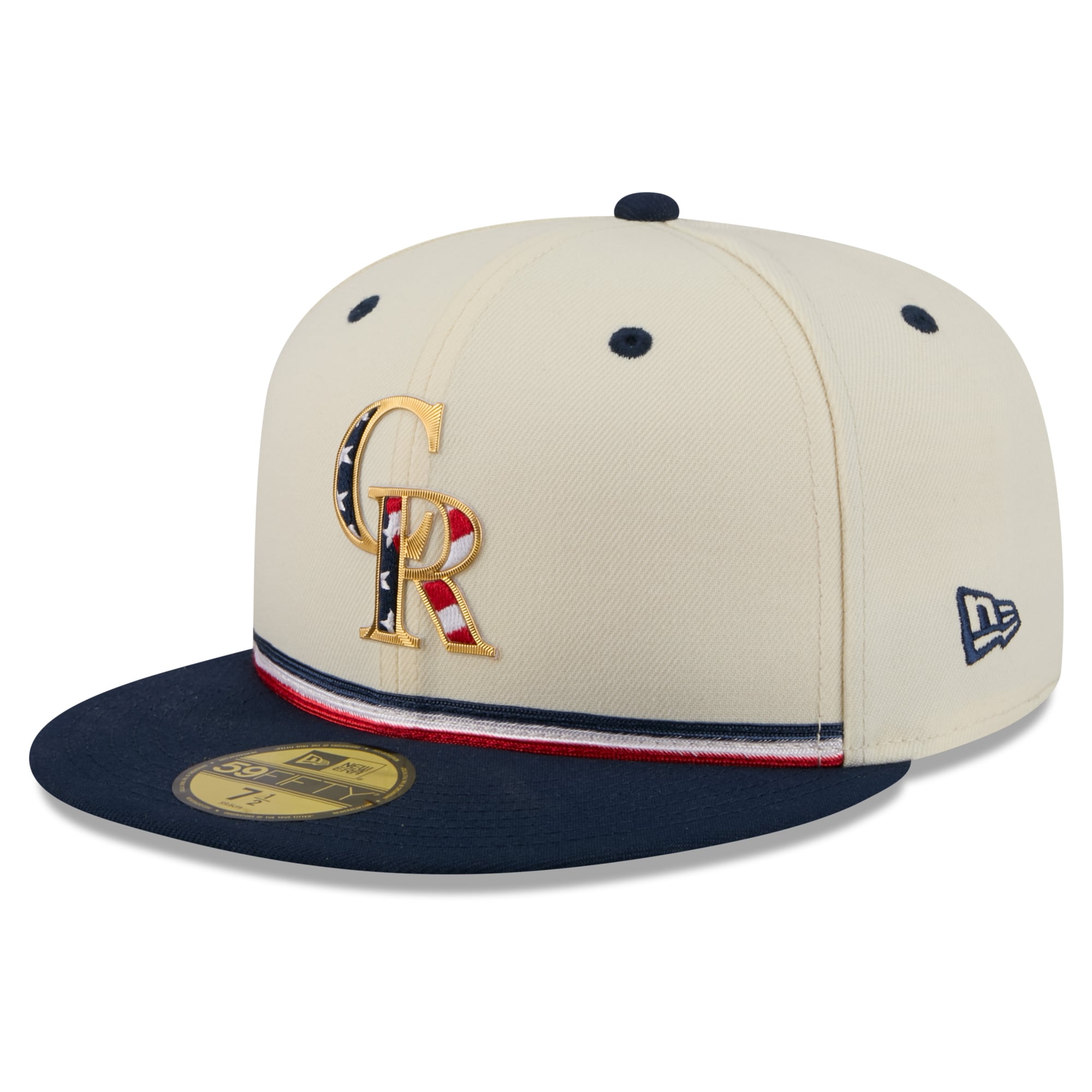 Casquette ajustée New Era 59FIFTY crème/marine pour homme, Colorado Rockies USA 250, édition spéciale 4 juillet