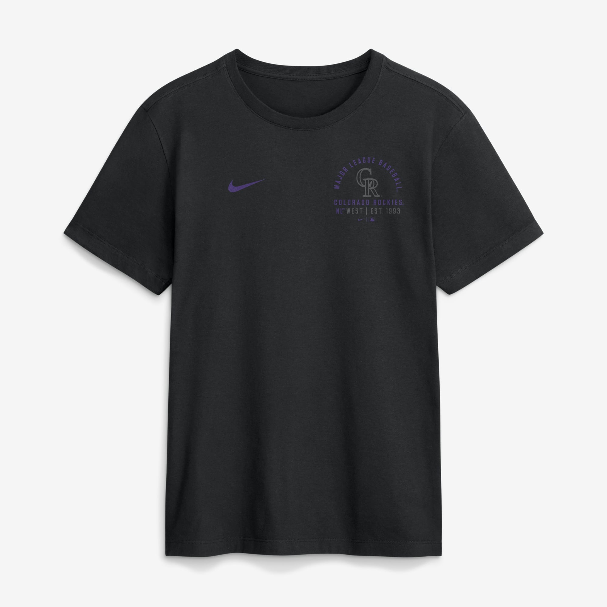 T-shirt Nike pour homme, logo divisé Colorado Rockies noir