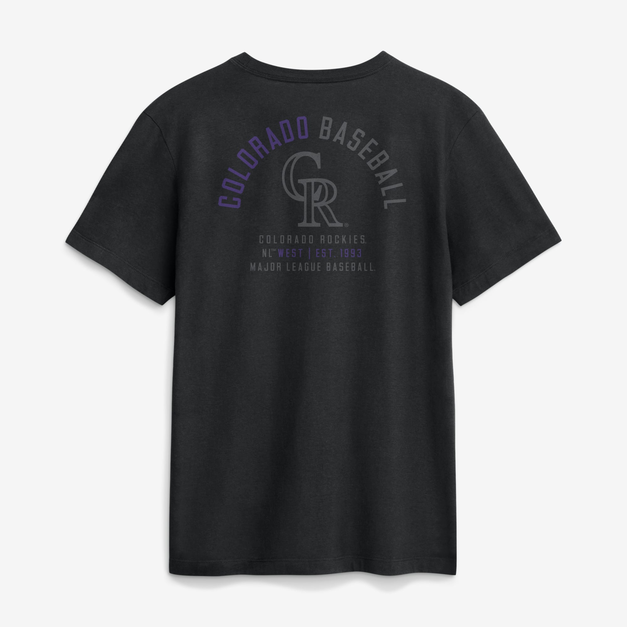 T-shirt Nike pour homme, logo divisé Colorado Rockies noir