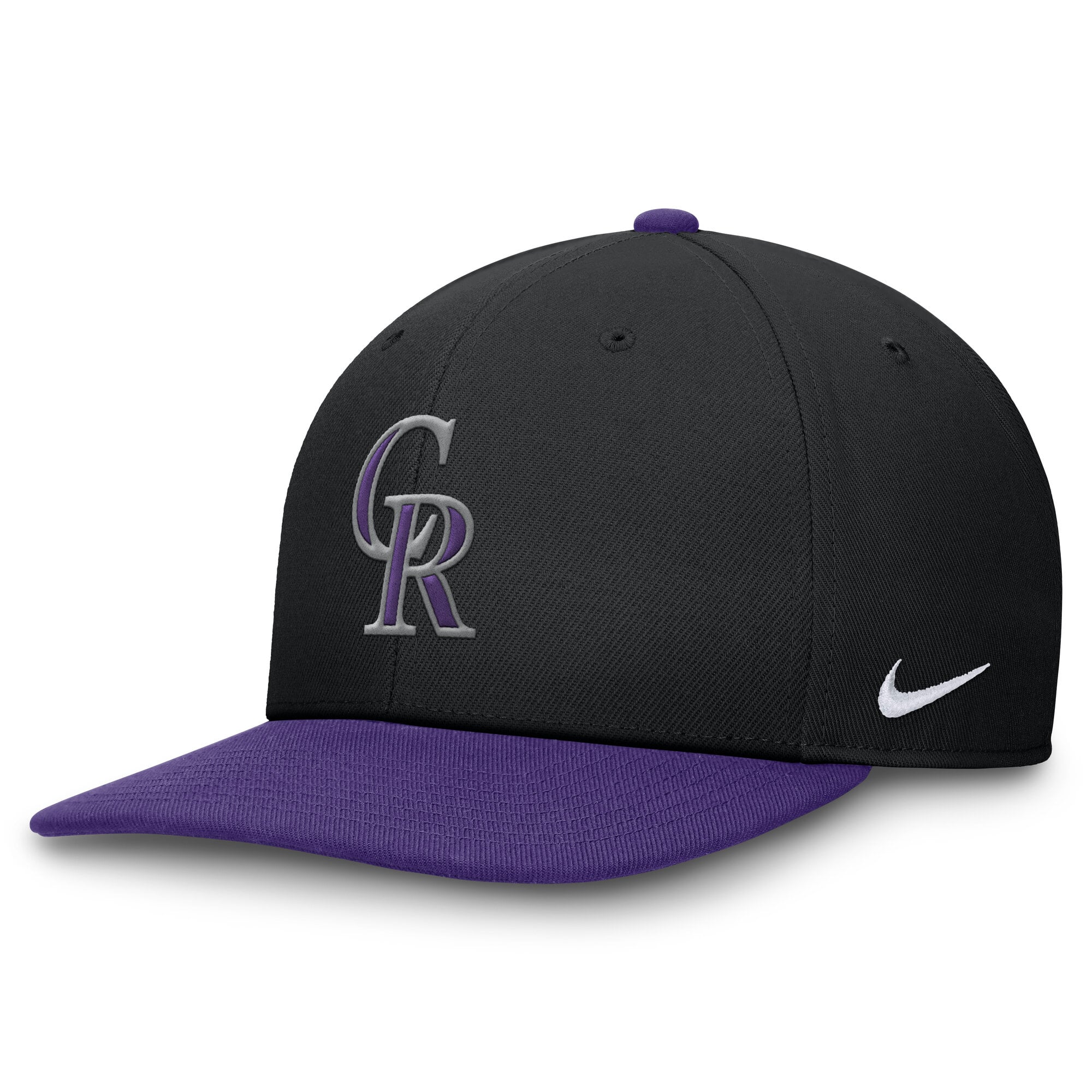 Casquette snapback Nike Colorado Rockies Pro Dri-FIT noire et violette pour homme