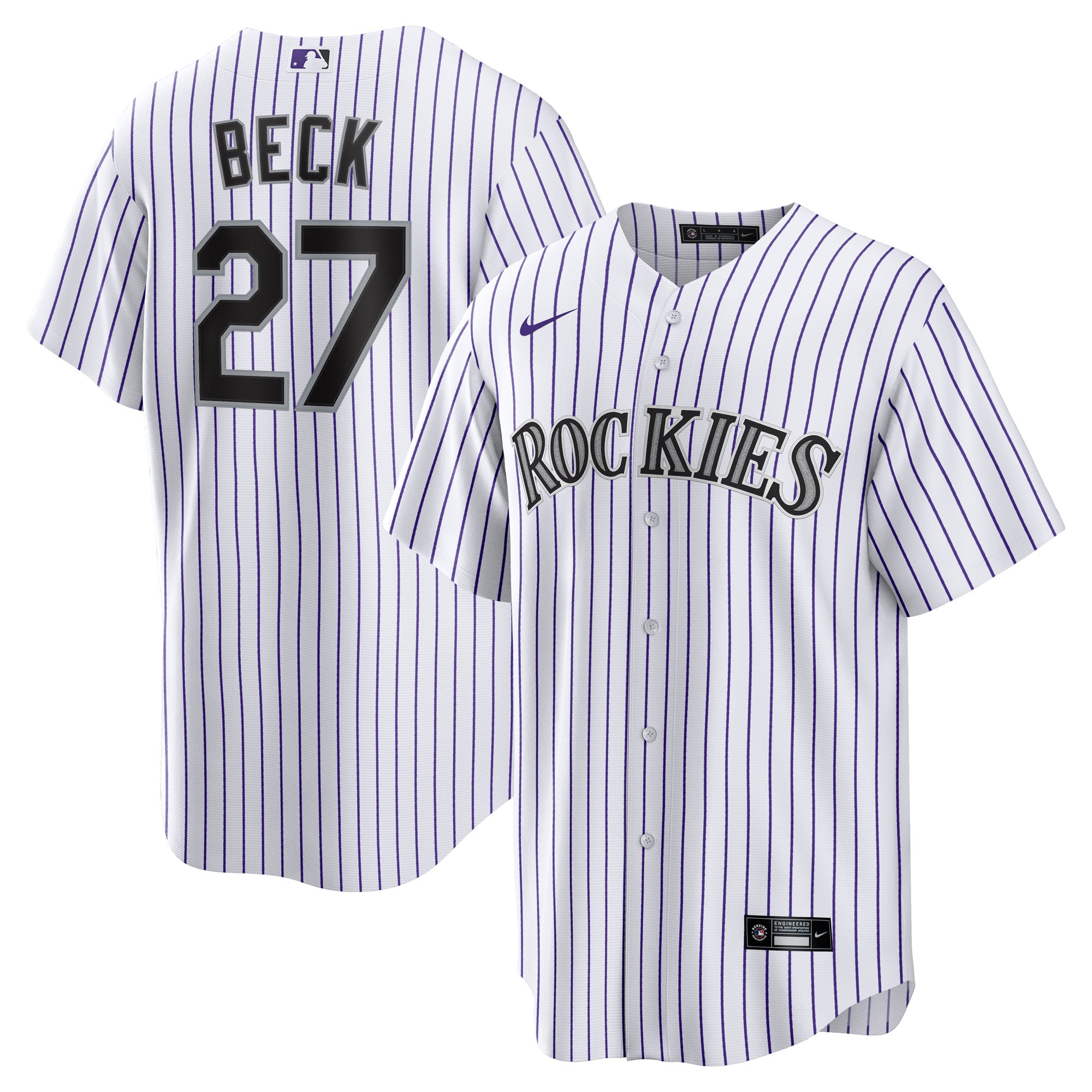 Men's Nike Jordan Beck White Colorado Rockies Home Replica Jersey