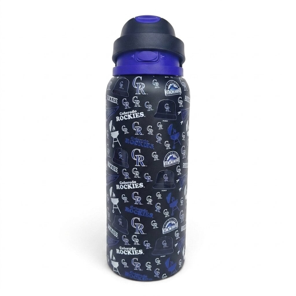 Gourde Pegasus Colorado Rockies 32 oz, motif fanion de match, en acier inoxydable ProPress